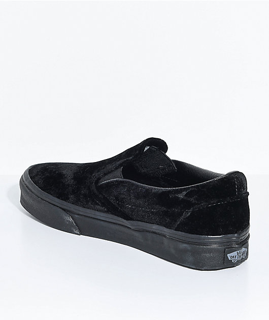 Vans Classic Slip-On Black Velvet Shoes 