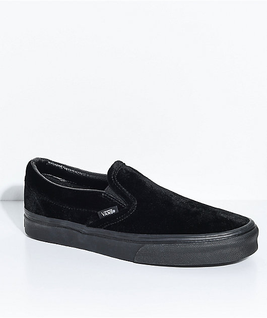 Vans Classic Slip-On Black Velvet Shoes 