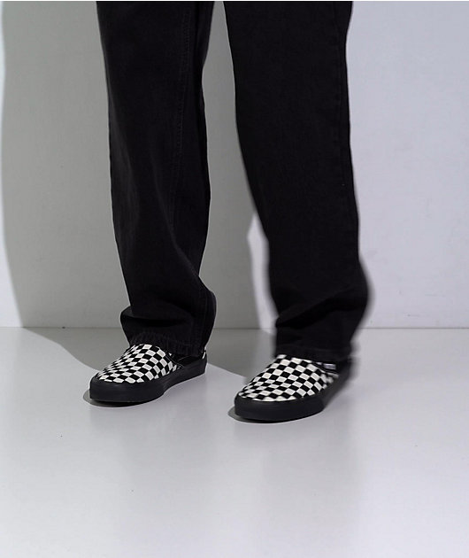 Vans Classic Slip-On Checkerboard White & Black Skate Shoes | Zumiez