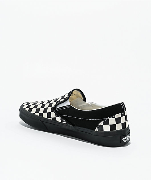 Vans Classic Slip-On Checkerboard White & Black Skate Shoes | Zumiez