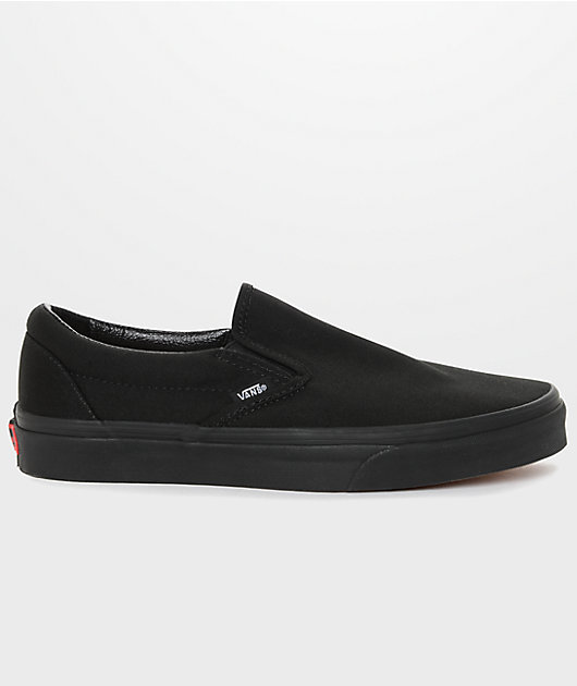 Vans Classic Slip-On Monochromatic Black Skate Shoes | Zumiez