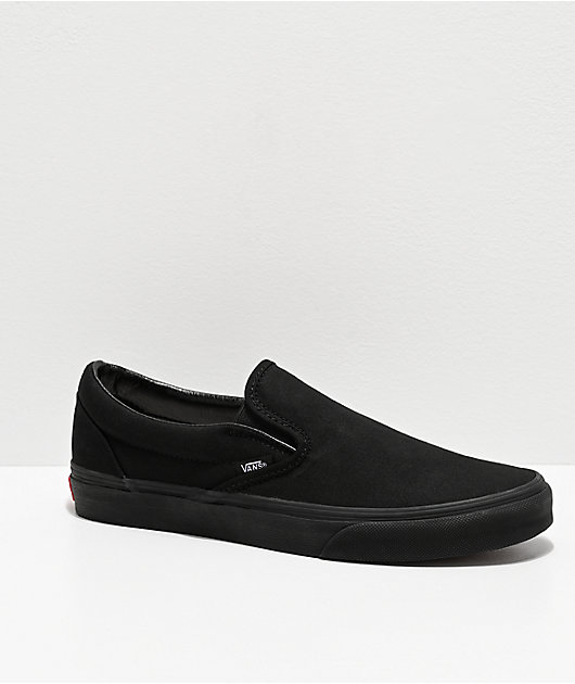 Vans Classic Slip-On Monochromatic Black Skate Shoes | Zumiez