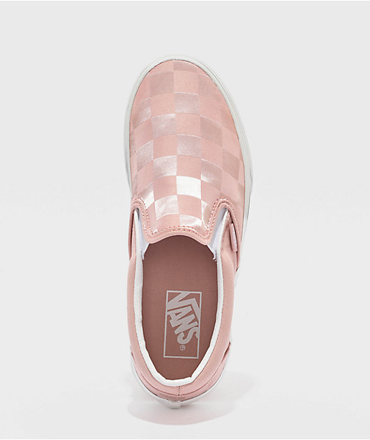 Vans Classic Slip-On Satin Checkerboard Sepia Skate Shoes