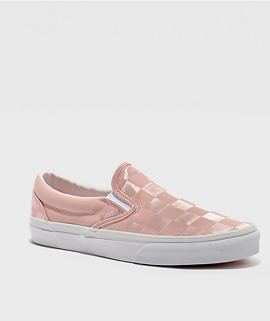 Vans Classic Slip-On Satin Checkerboard Sepia Skate Shoes