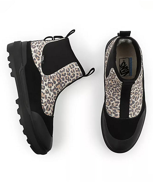 Vans Colfax Black & Cheetah Suede Mid Top Boots