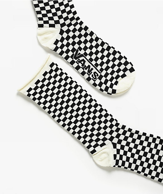 Vans Curl Checkerboard Black & White Crew Socks