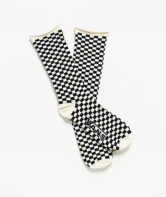 Vans Curl Checkerboard Black & White Crew Socks
