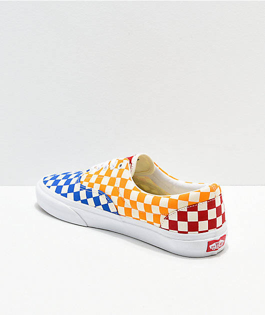 Vans Era Checkerboard Red, Blue & Yellow Skate Shoes