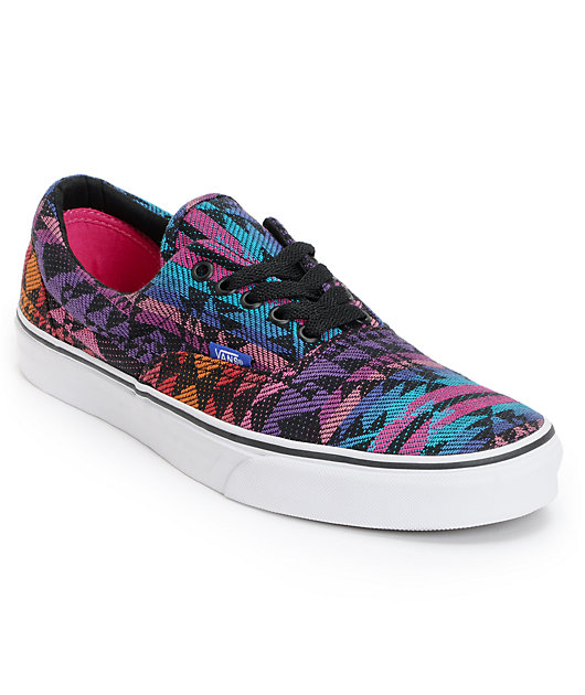 Vans Era Inca Black \u0026 Pink Tribal Print Skate Shoes | Zumiez
