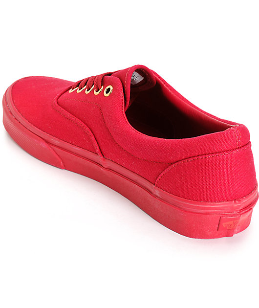 all red vans gold eyelets