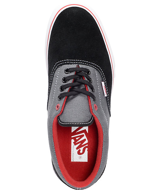 Vans Era Pro Black Twill & Scarlet Shoes | Zumiez