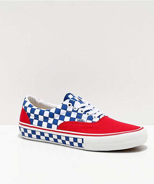 Vans Era Red, Blue & Checkerboard Shoes | Zumiez