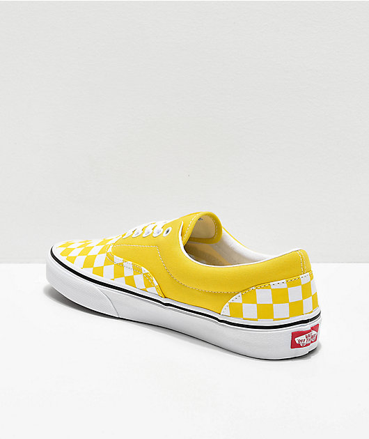 Vans Era zapatos de skate de cuadros de color amarillo vibrante | Zumiez