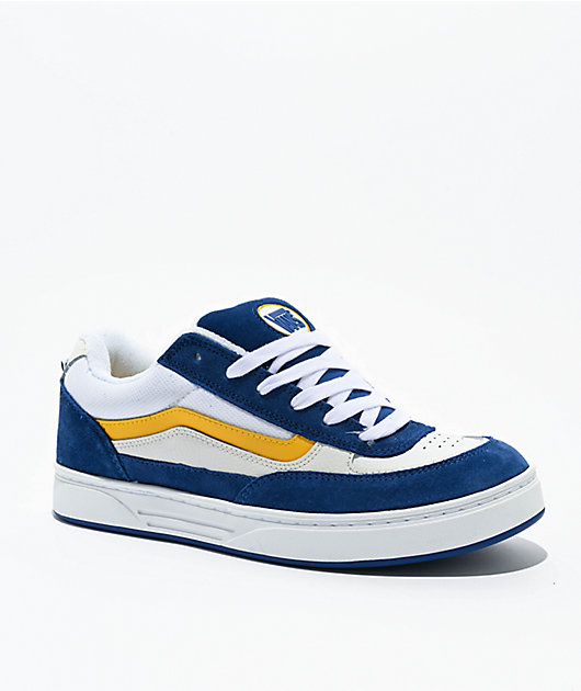 Vans Estazzo White, Blue Yellow Skate Shoes