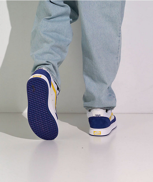 Vans Estazzo White, Blue & Yellow Skate Shoes | Zumiez