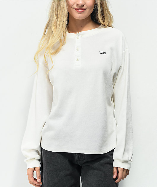 Vans Everly Henley White Thermal Long Sleeve T-Shirt