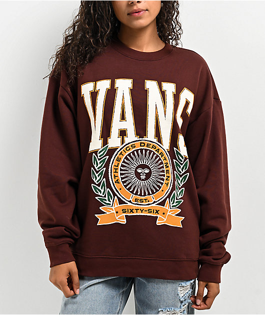 Vans First Team Bitter Chocolate Crewneck Sweatshirt | Zumiez