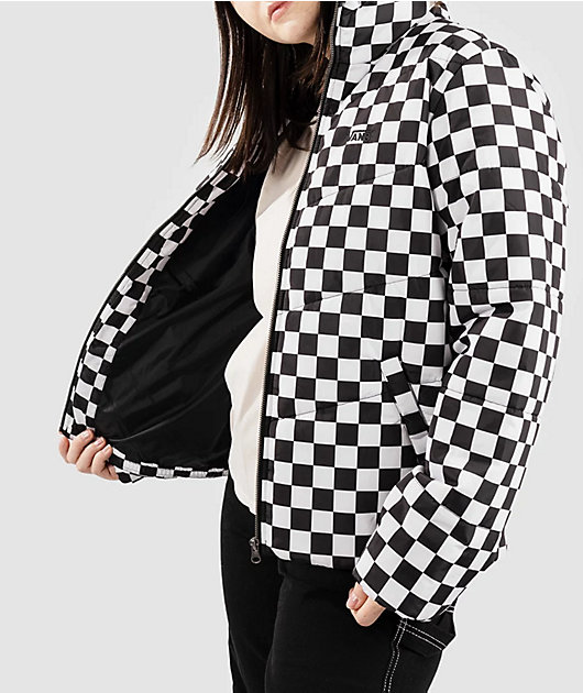 Black and white 2025 checkered puffer jacket