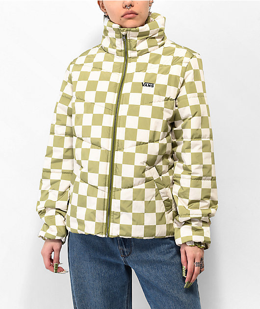 Vans Foundry Print MTE Green White Checker Puffer Jacket Zumiez