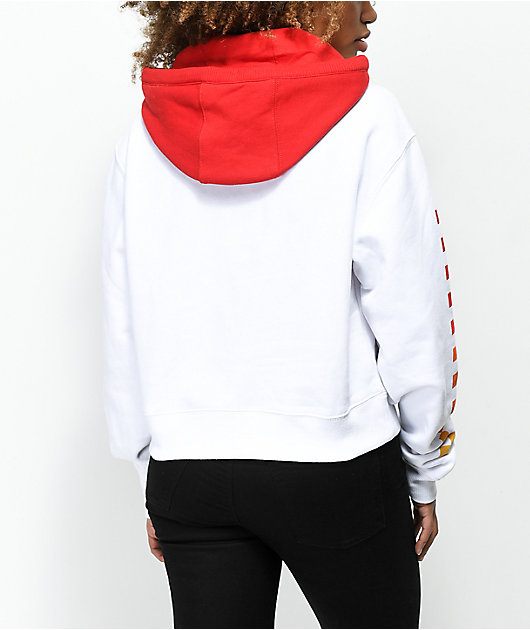 vans red and white hoodie