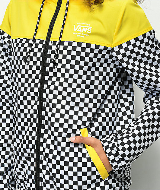 vans kastle ii yellow & checkerboard windbreaker jacket