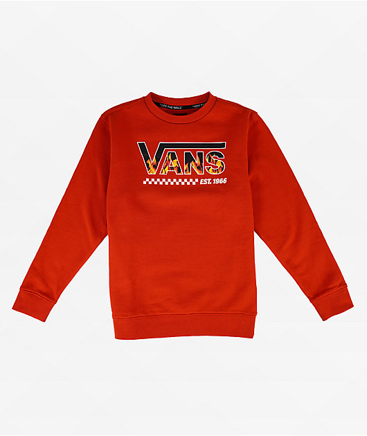 Vans Kids Digi Flames Red Crewneck Sweatshirt Zumiez