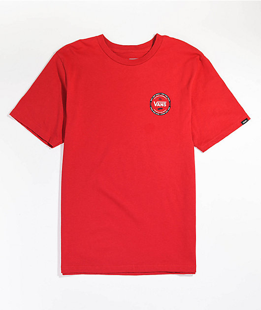 Vans Kids Logo Check Red T-Shirt | Zumiez