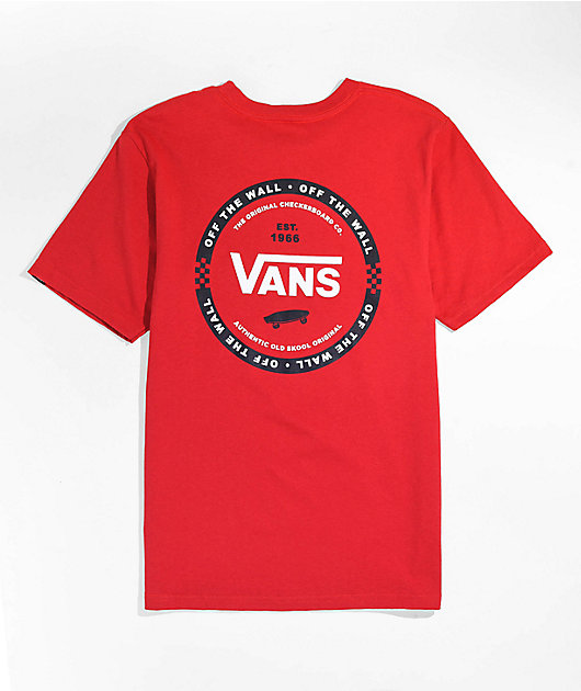 Vans Kids Logo Check Red T-Shirt | Zumiez