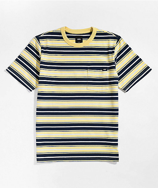 Blue and yellow striped t shirt sale