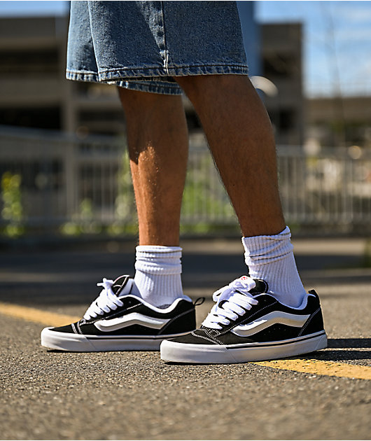 Vans Knu Skool Black & White Skate Shoes | Zumiez