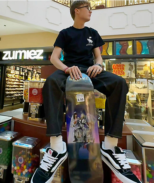 スケートボード Vans Knu Skool Black/True White 11.0 Vans Knu Skool Black & White Skate Shoes | Zumiez