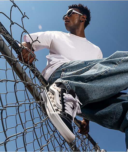 Vans Knu Skool Checkerboard Black & White Skate Shoes | Zumiez