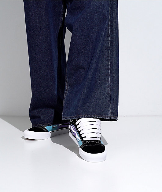 Vans Knu Skool Flame Black & Blue Skate Shoes