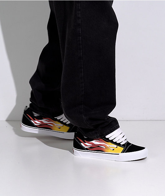 Vans Knu Skool Flame Black & Red Skate Shoes video