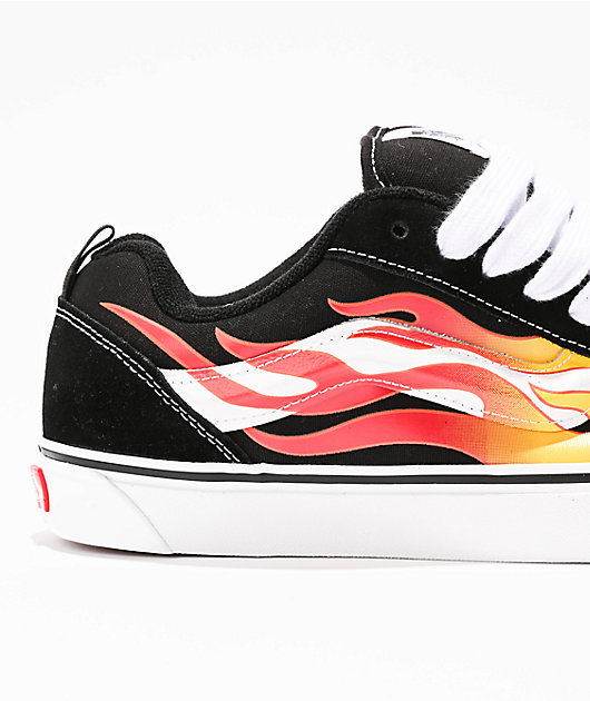 Vans Knu Skool Flame Black & Red Skate Shoes | Zumiez