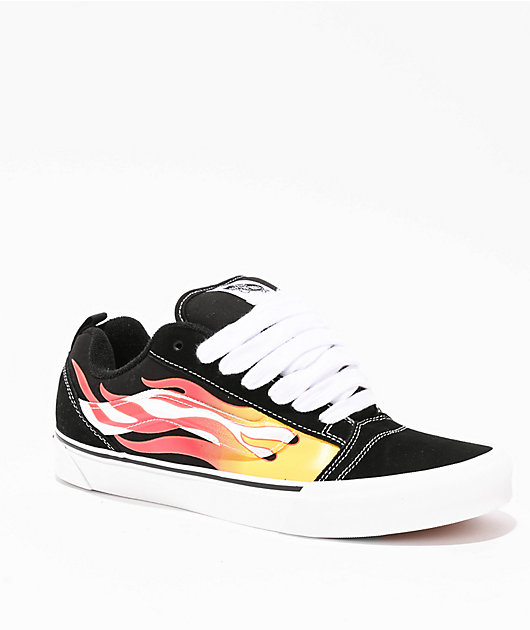 Vans Knu Skool Flame Black & Red Skate Shoes | Zumiez