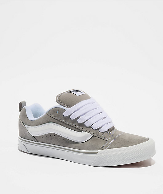 Vans Knu Skool Grey & White Skate Shoes | Zumiez