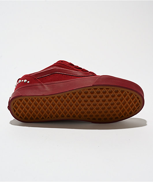 Vans Knu Skool Pearls Bordeaux Red Skate Shoes