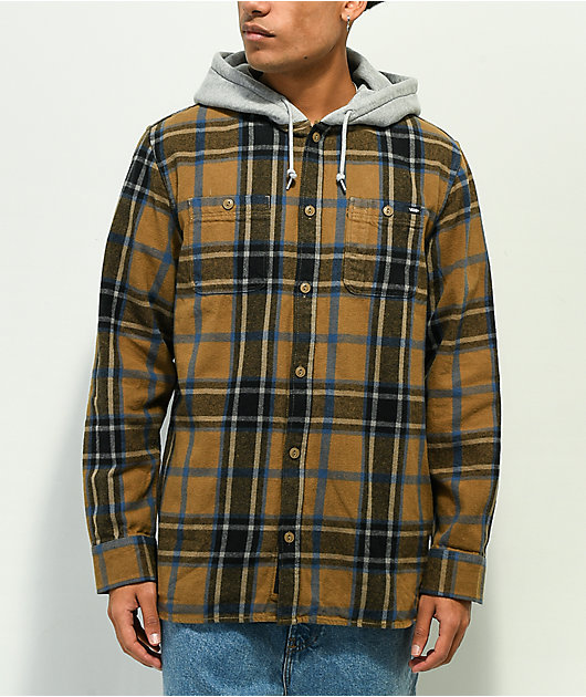 Vans Lopes Brown Black Hooded Flannel Shirt