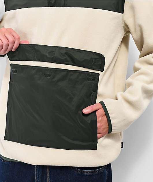 Vans Mammoth Fleece Cream & Green Anorak Jacket | Zumiez