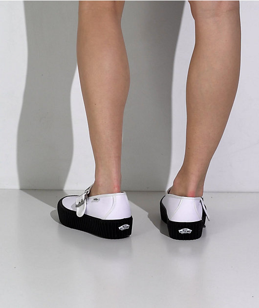 VANS★MARY JANE CREEPER★GRUNGE BALLET WHITE/BLACK Vans Mary Jane Creeper Grunge Ballet White & Black Shoes