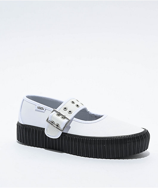 VANS★MARY JANE CREEPER★GRUNGE BALLET WHITE/BLACK Vans Mary Jane Creeper Grunge Ballet White & Black Shoes