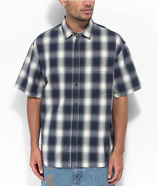 Vans Nick Michel Blue White Checkered Short Sleeve Button Up Shirt