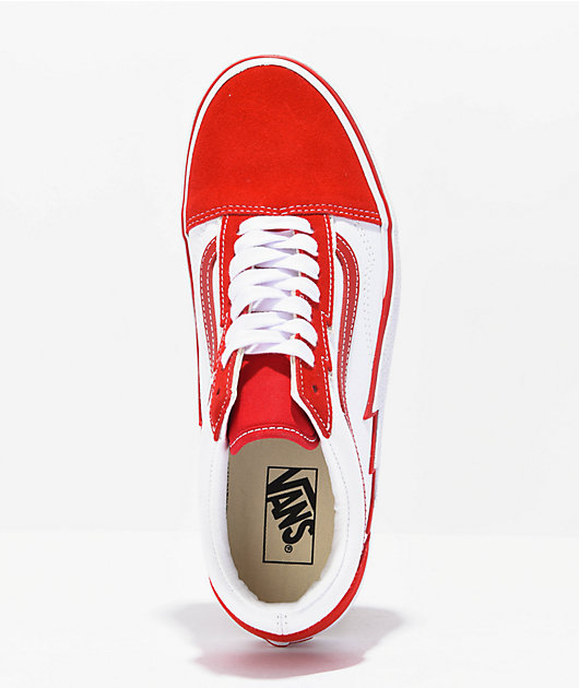 Vans red and store white old skool