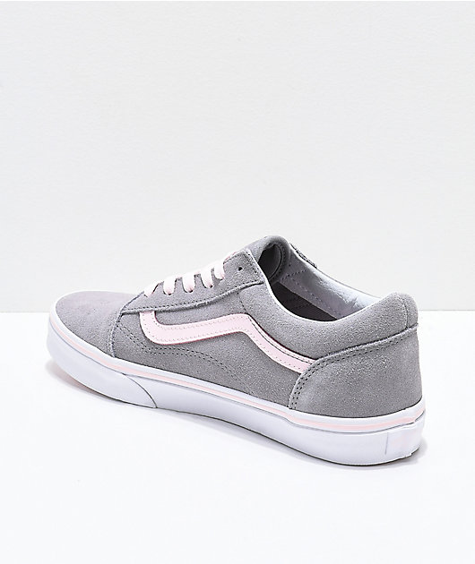 Vans Old Skool zapatos de skate en gris y rosa claro | Zumiez