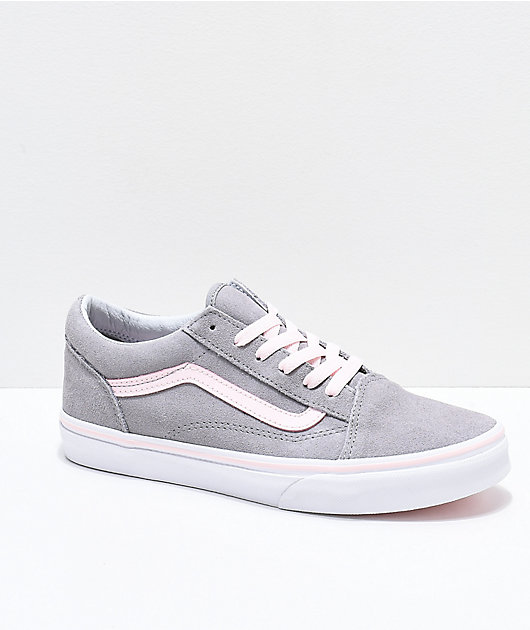 Vans Old Skool zapatos de skate en gris y rosa claro | Zumiez