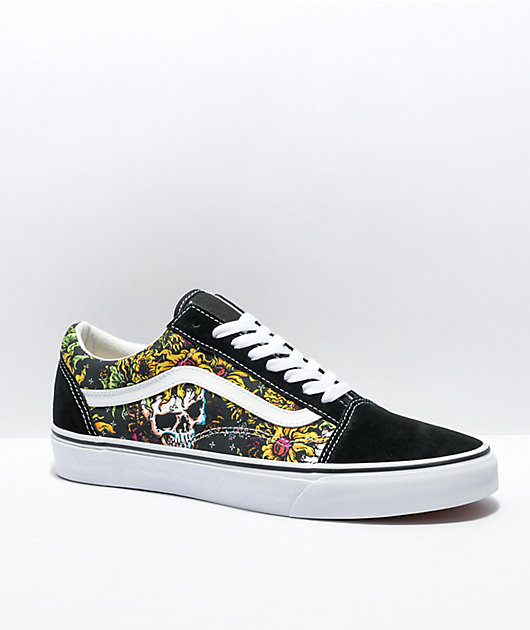 Vans Old Skool Beauty Skull Black & White Skate Shoes | Zumiez