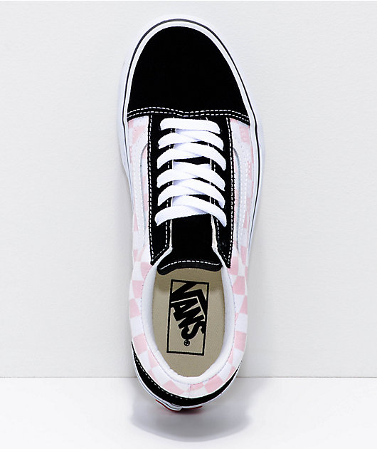 light pink and white checkered vans
