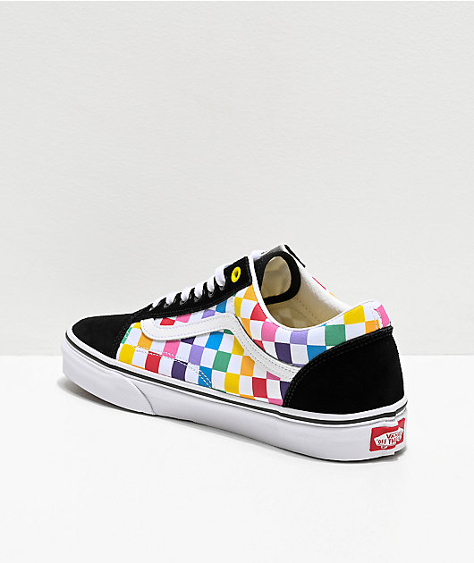 Kids rainbow checkered on sale vans