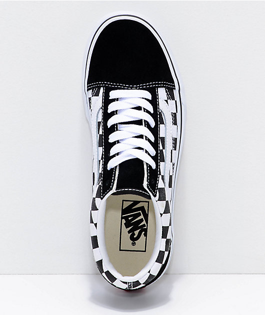 vans old skool black & white checkered platform skate shoes